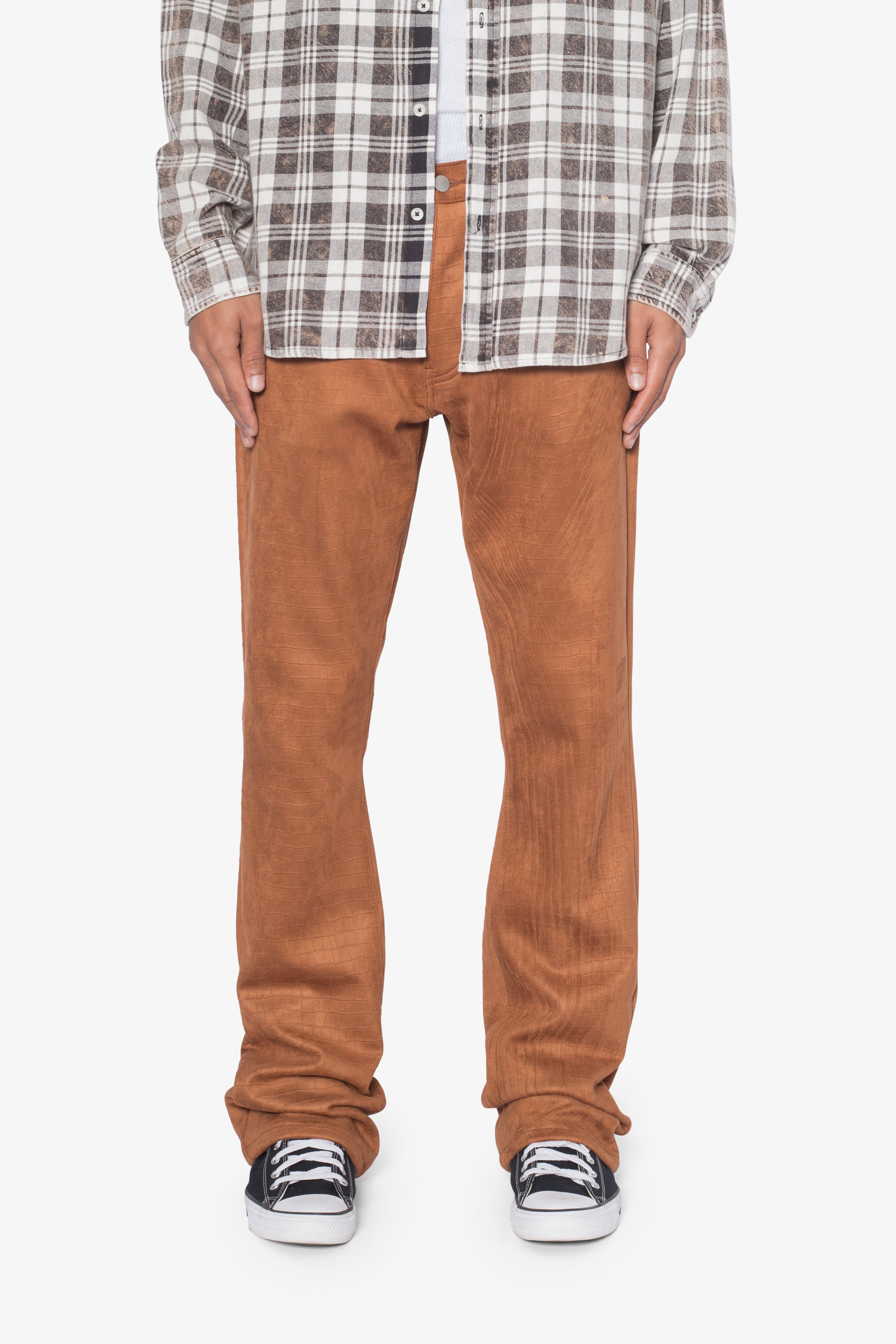 B692 Dusty Croc Flare Pants - Brown