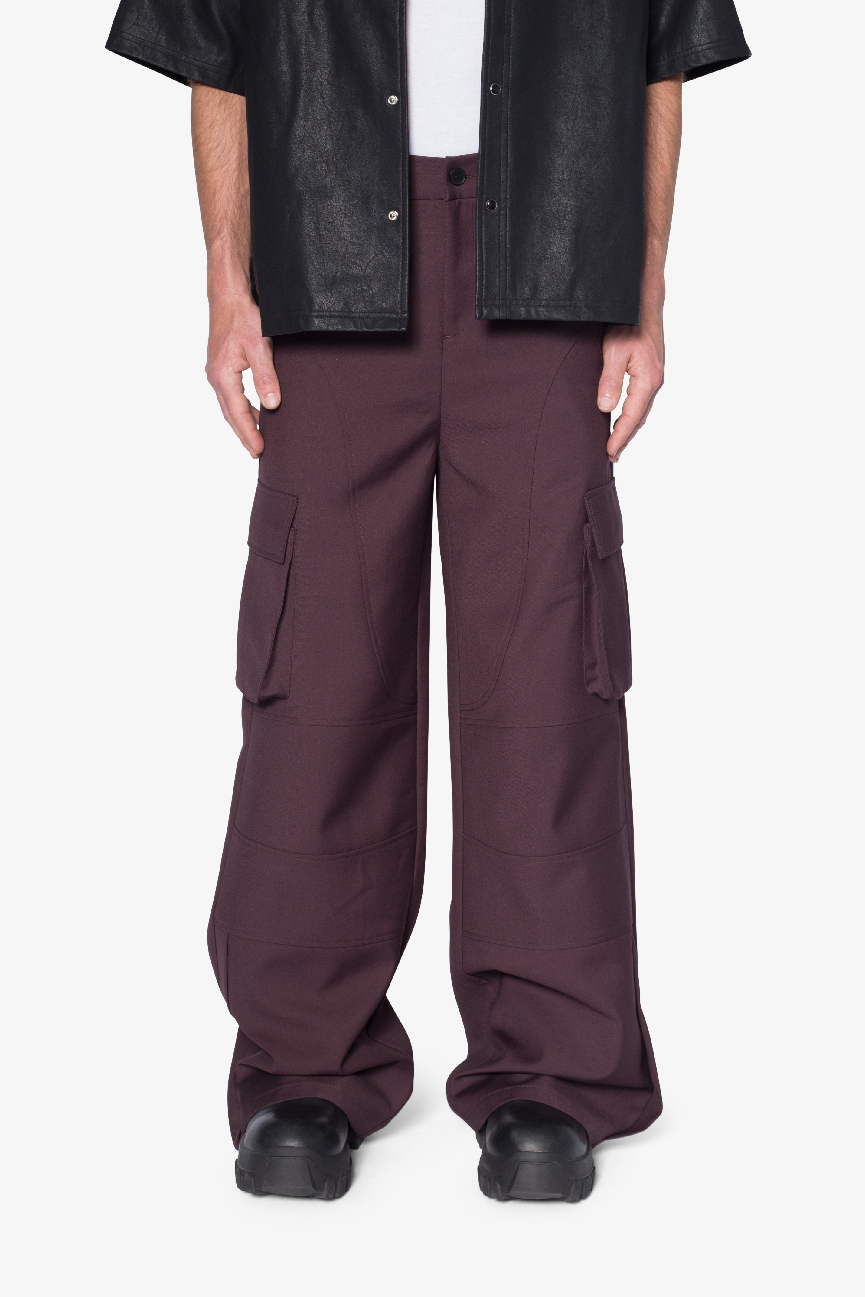 Baggy Cargo Trouser Pants - Burgundy