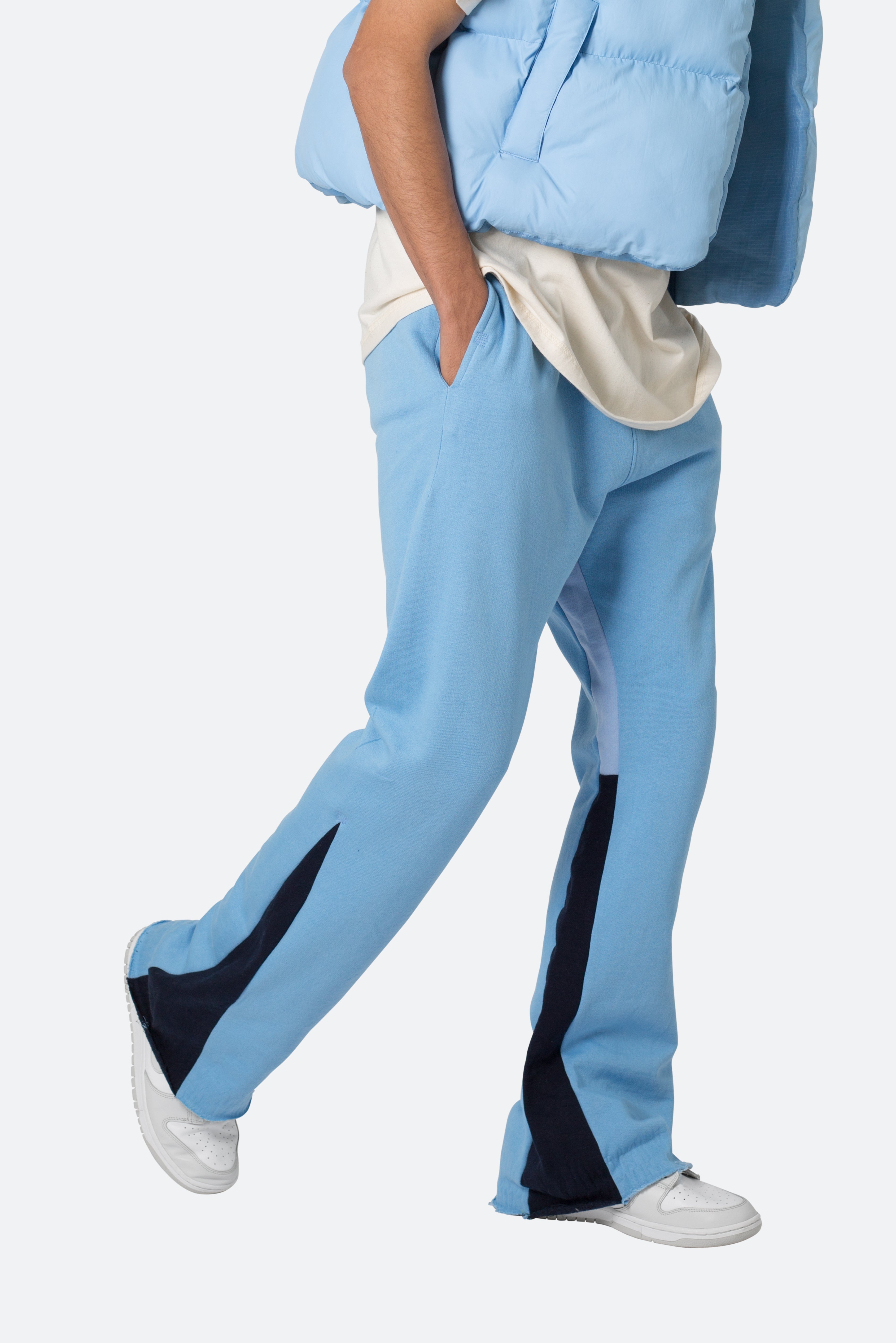 Contrast Bootcut Sweatpants - Light Blue