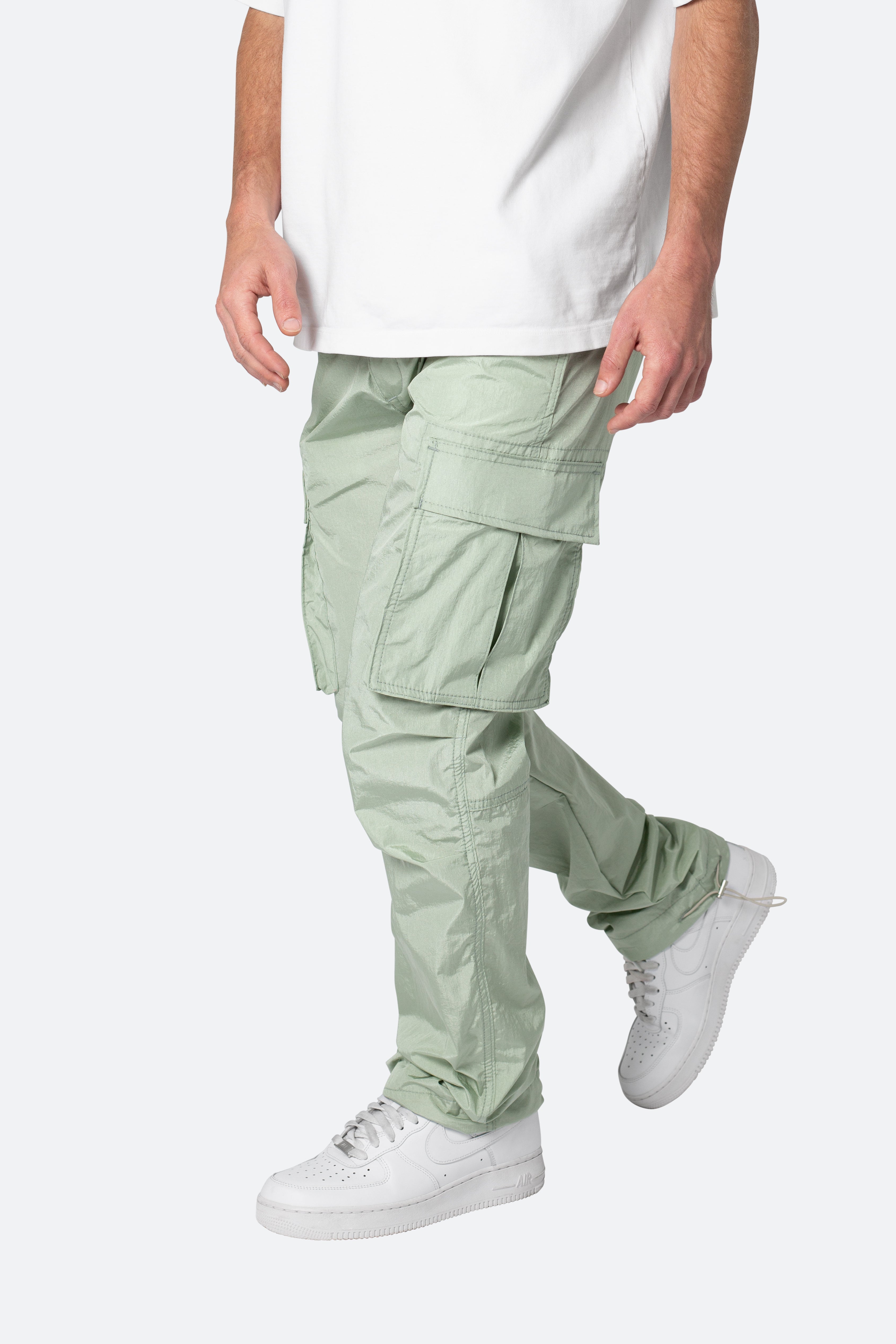 Crinkle Cargo Pants - Green