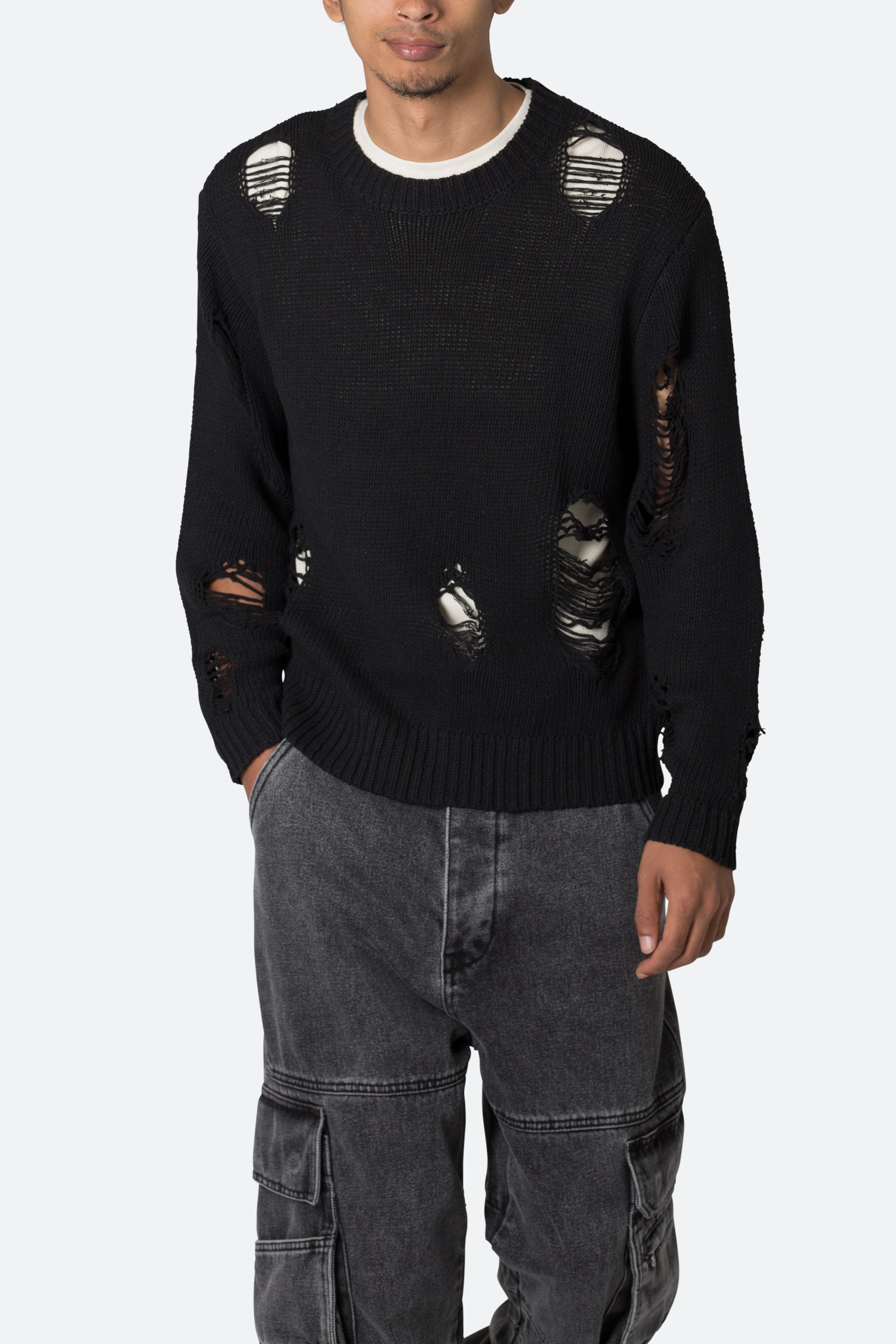 Distressed Sweater - Black