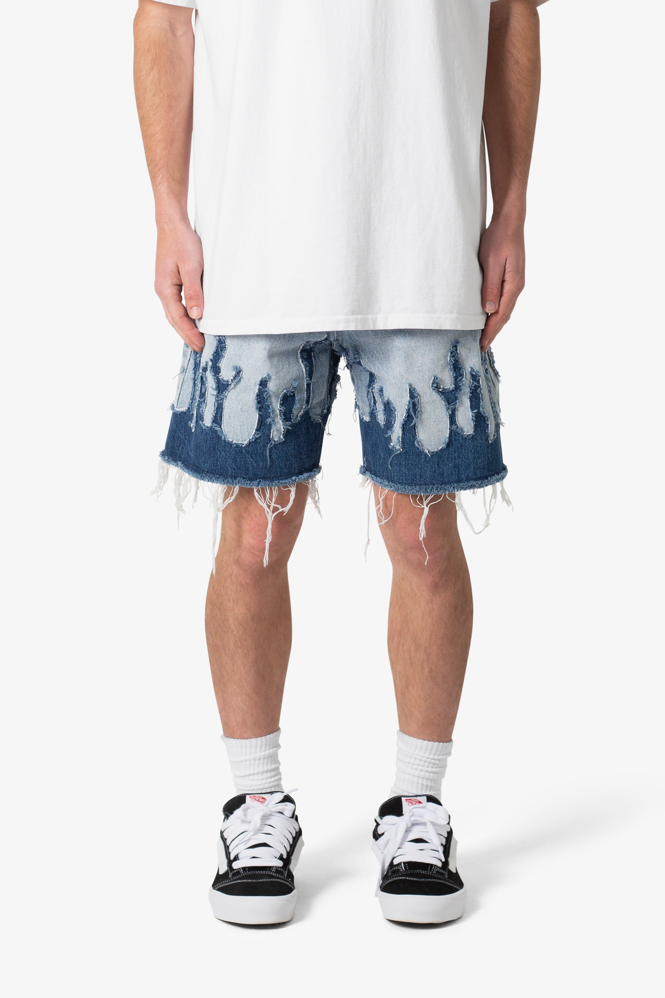 Flame Denim Shorts - Blue