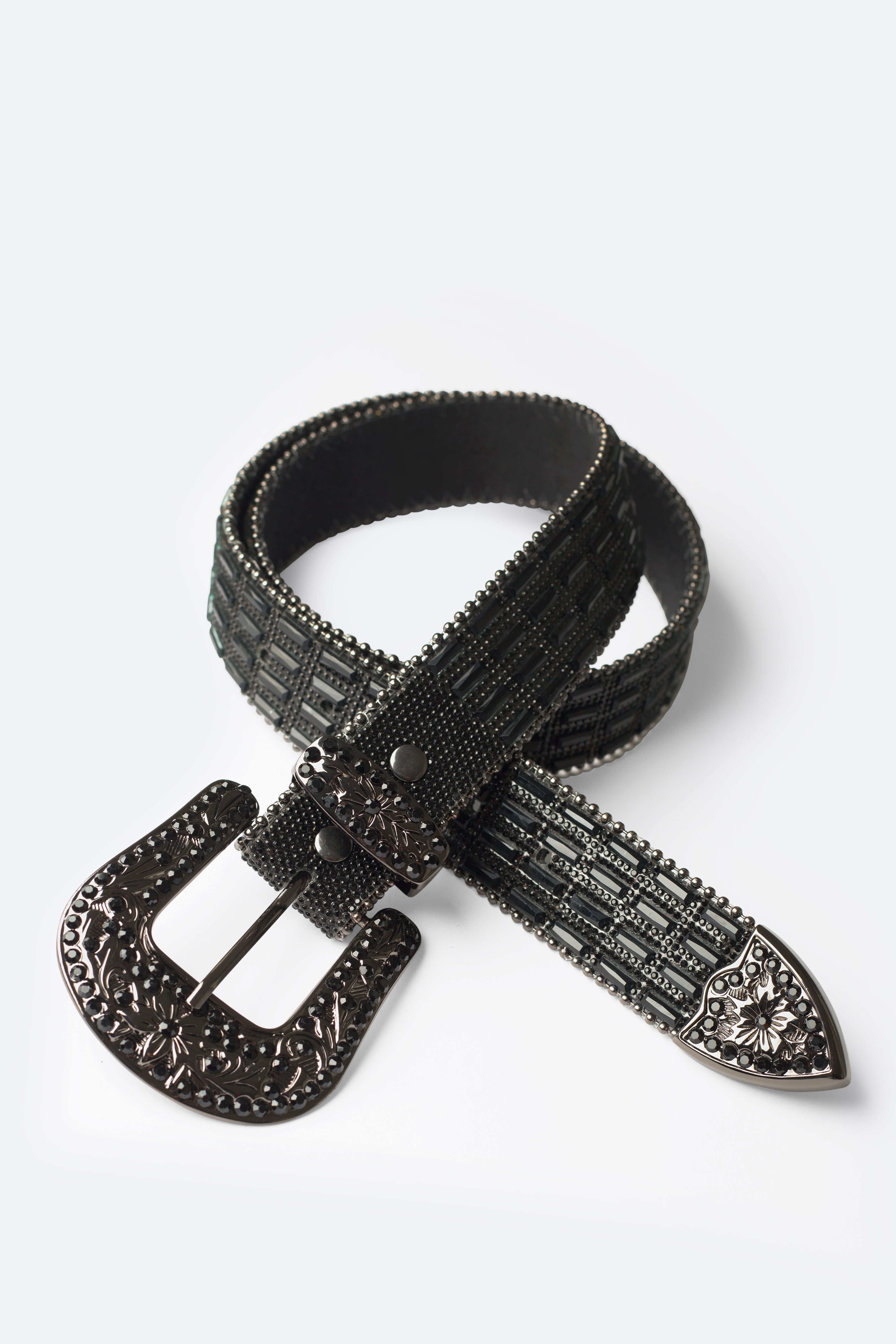 Mirrored Studded Belt - Black