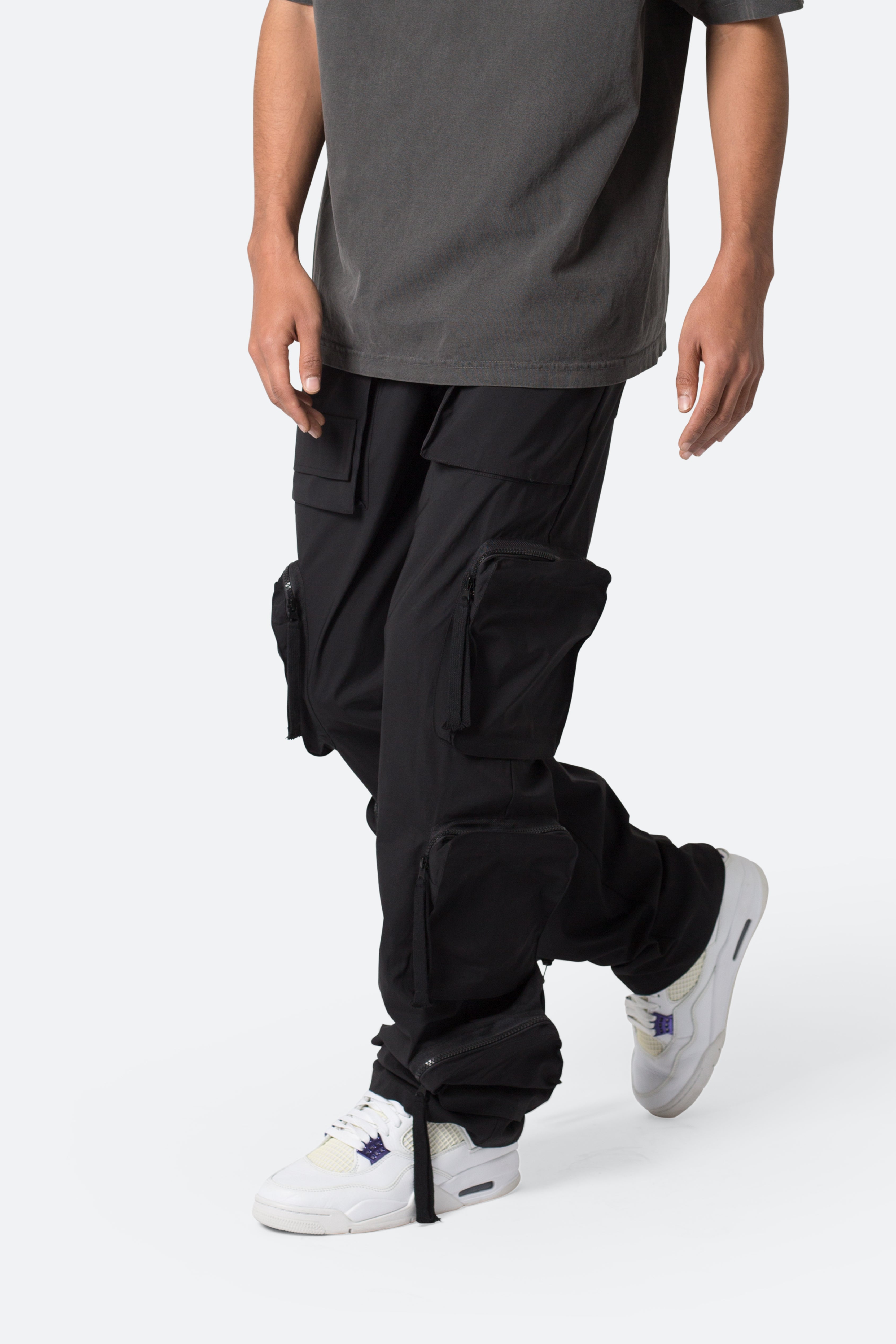 Multi Pocket Drawcord Pants - Black