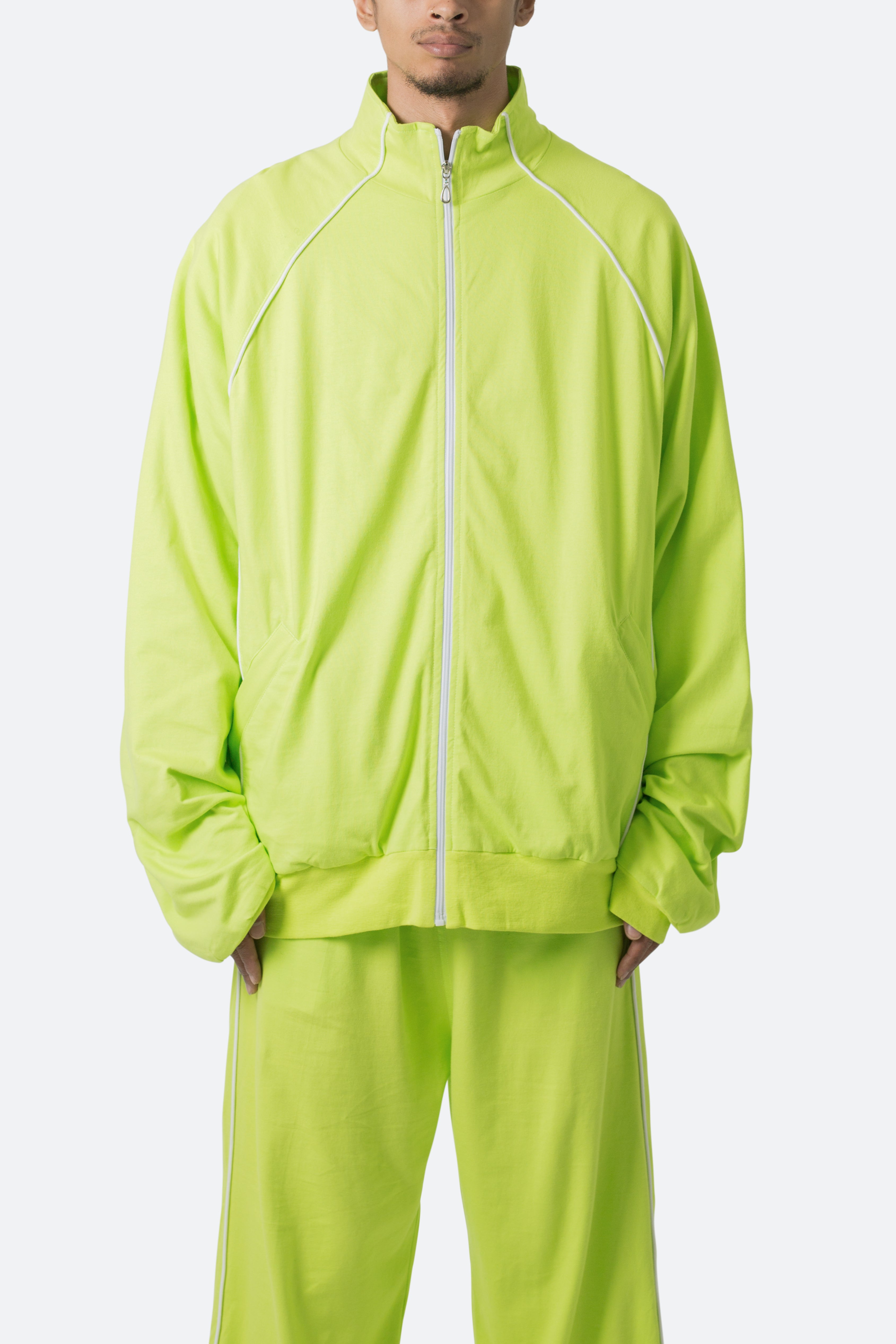 Oversized Jersey Track Jacket - Acid Lime