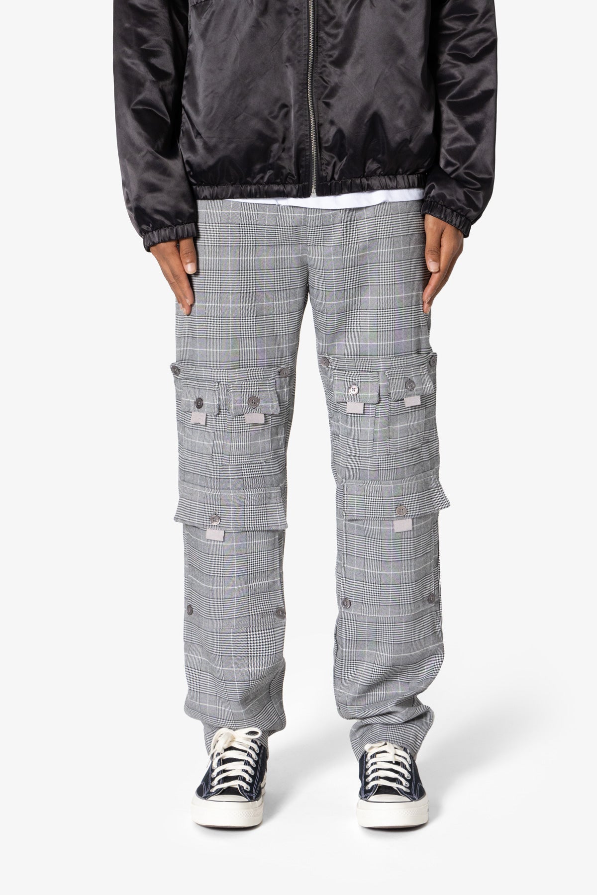 Plaid All Over Pocket Pants - Grey