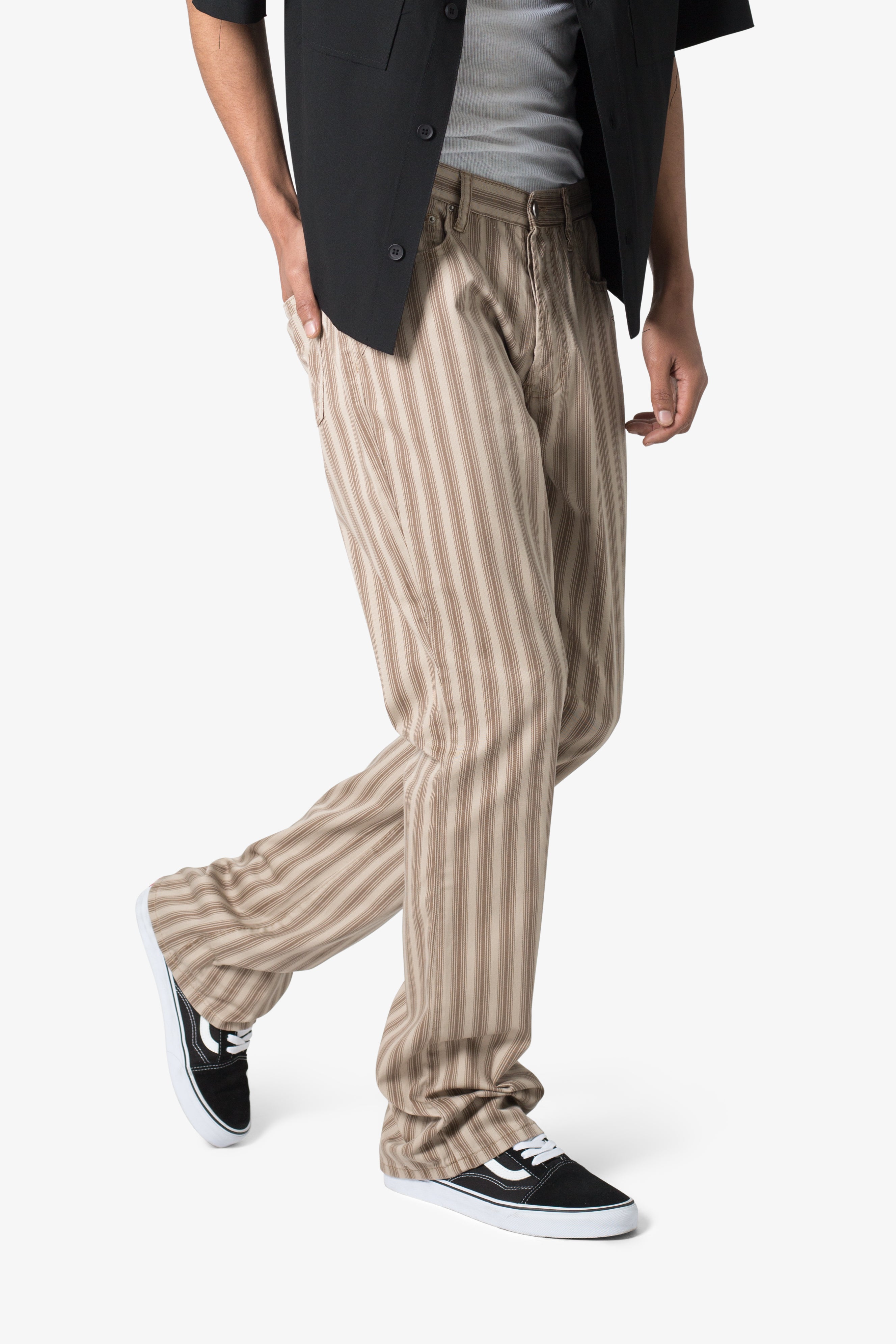 Striped Flare Pants - Brown