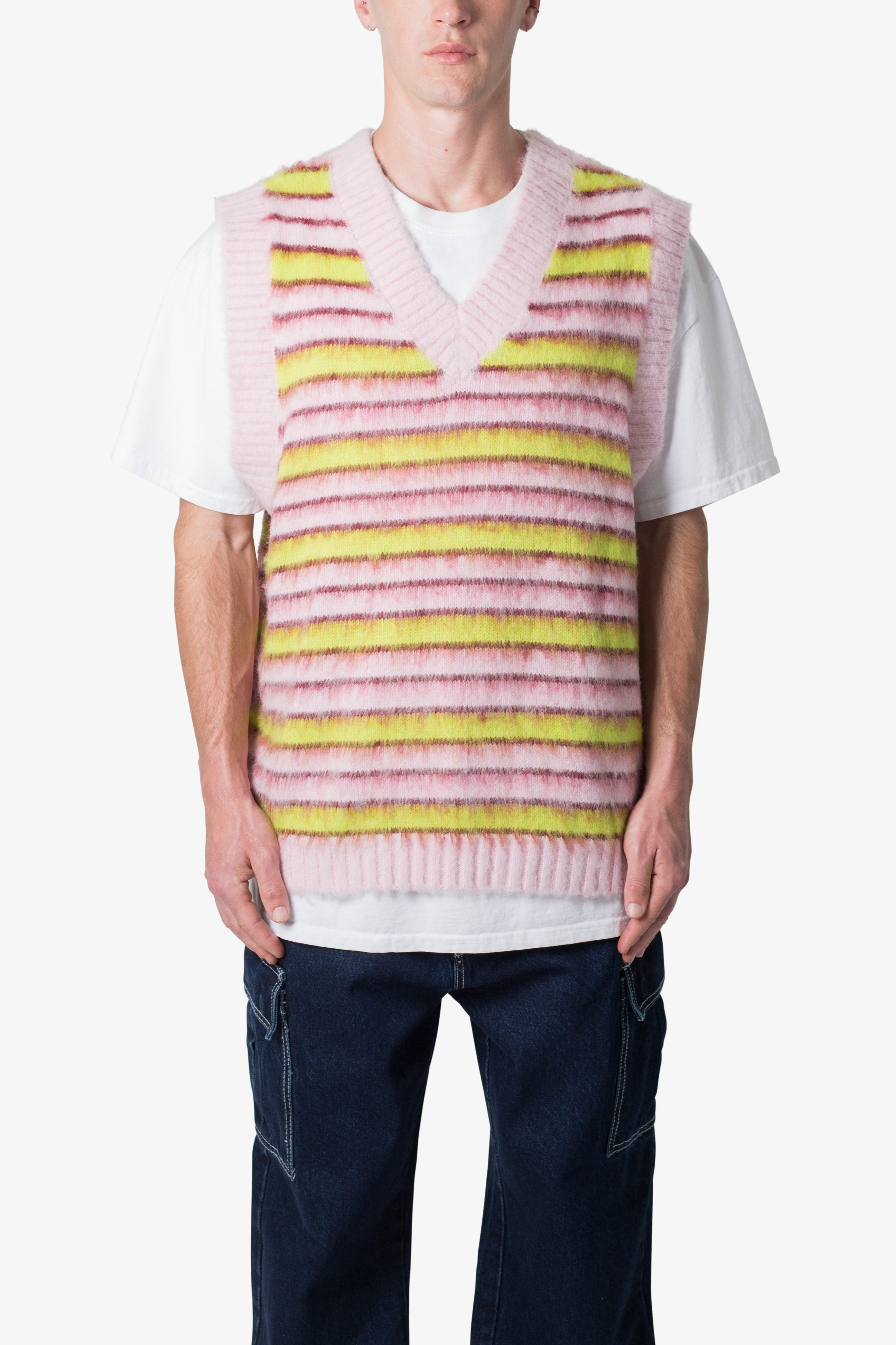 Striped Mohair Sweater Vest - Purple