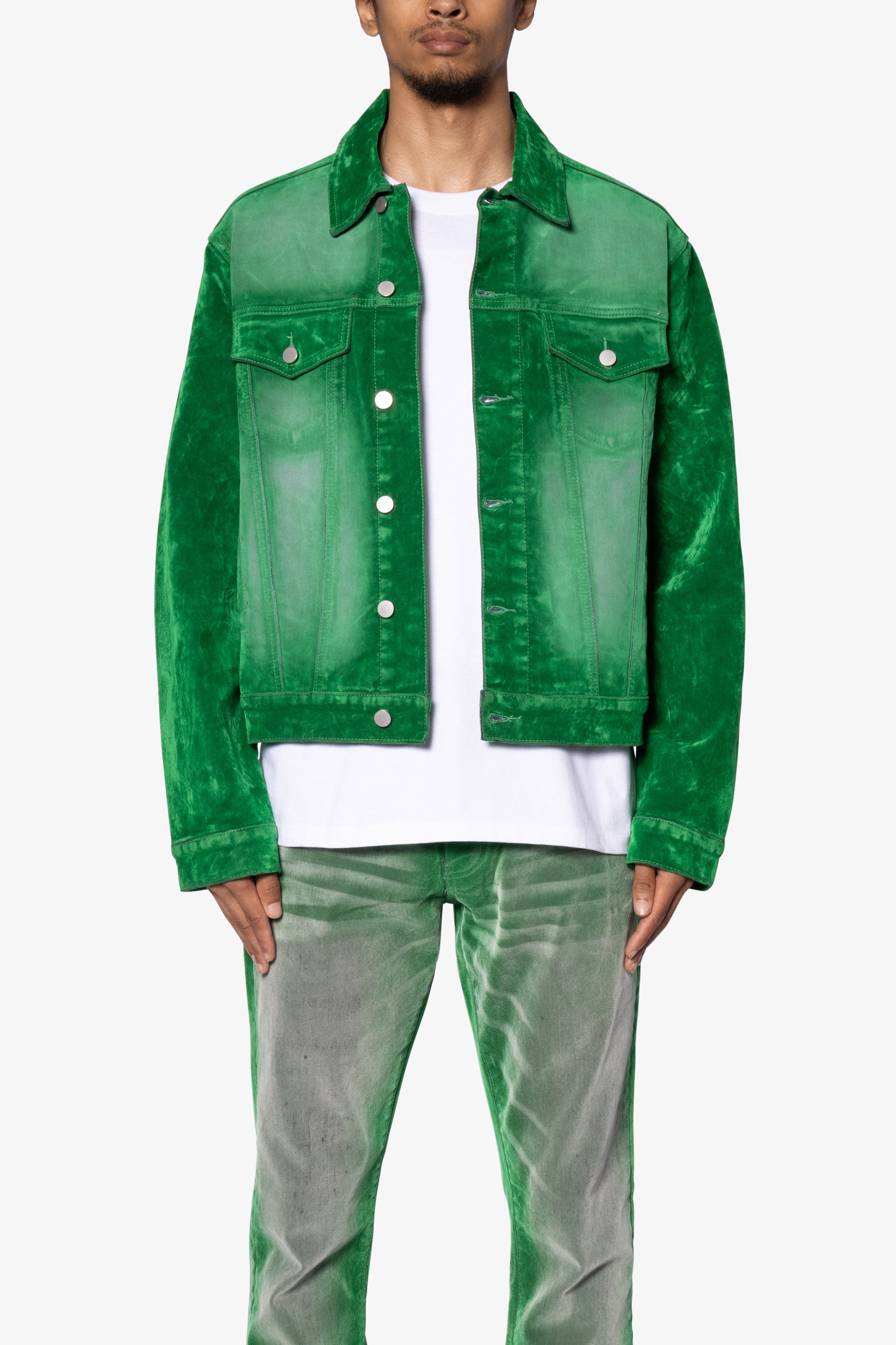 Suede Trucker Jacket - Green