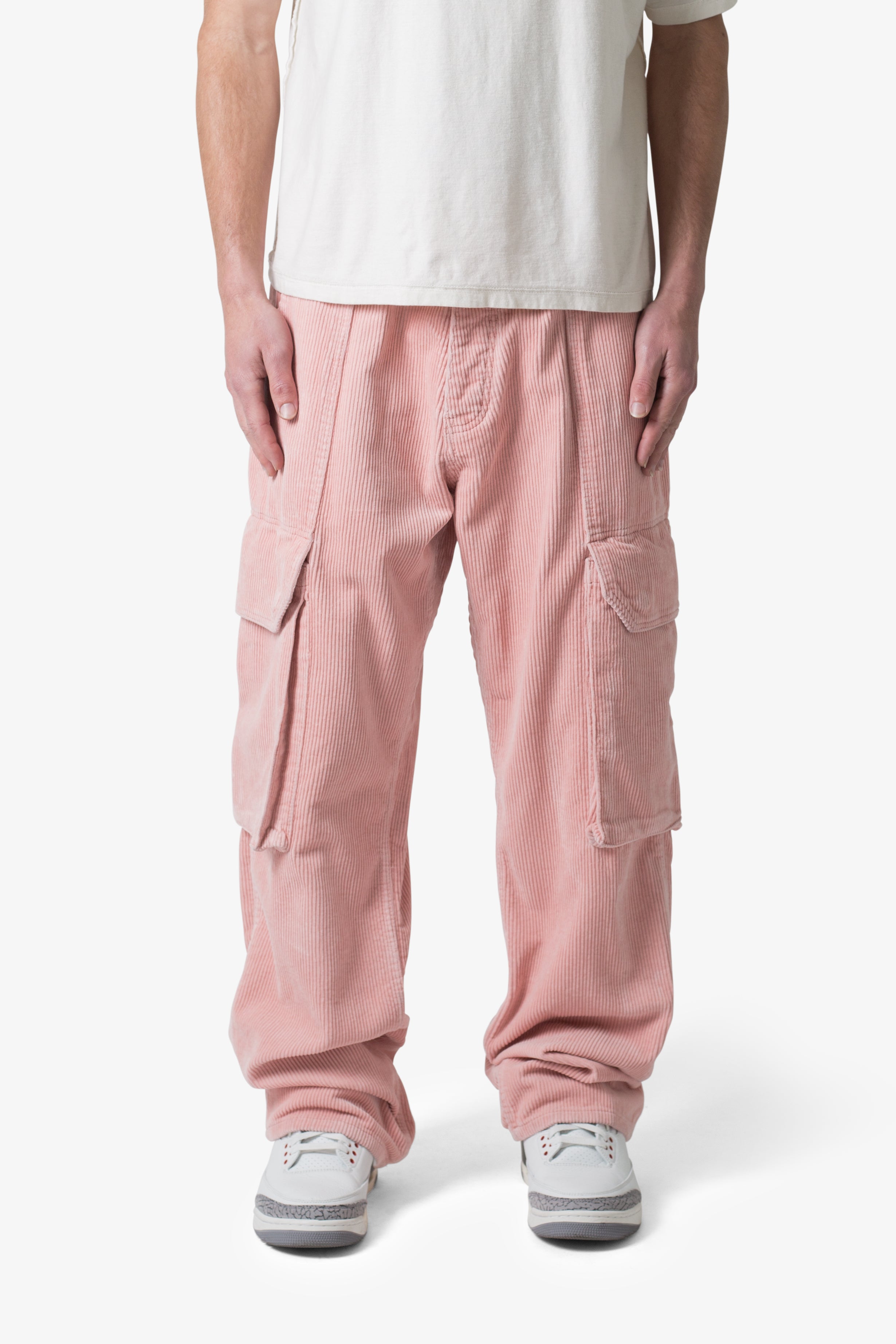 Ultra Baggy Corduroy Cargo Pants - Pink