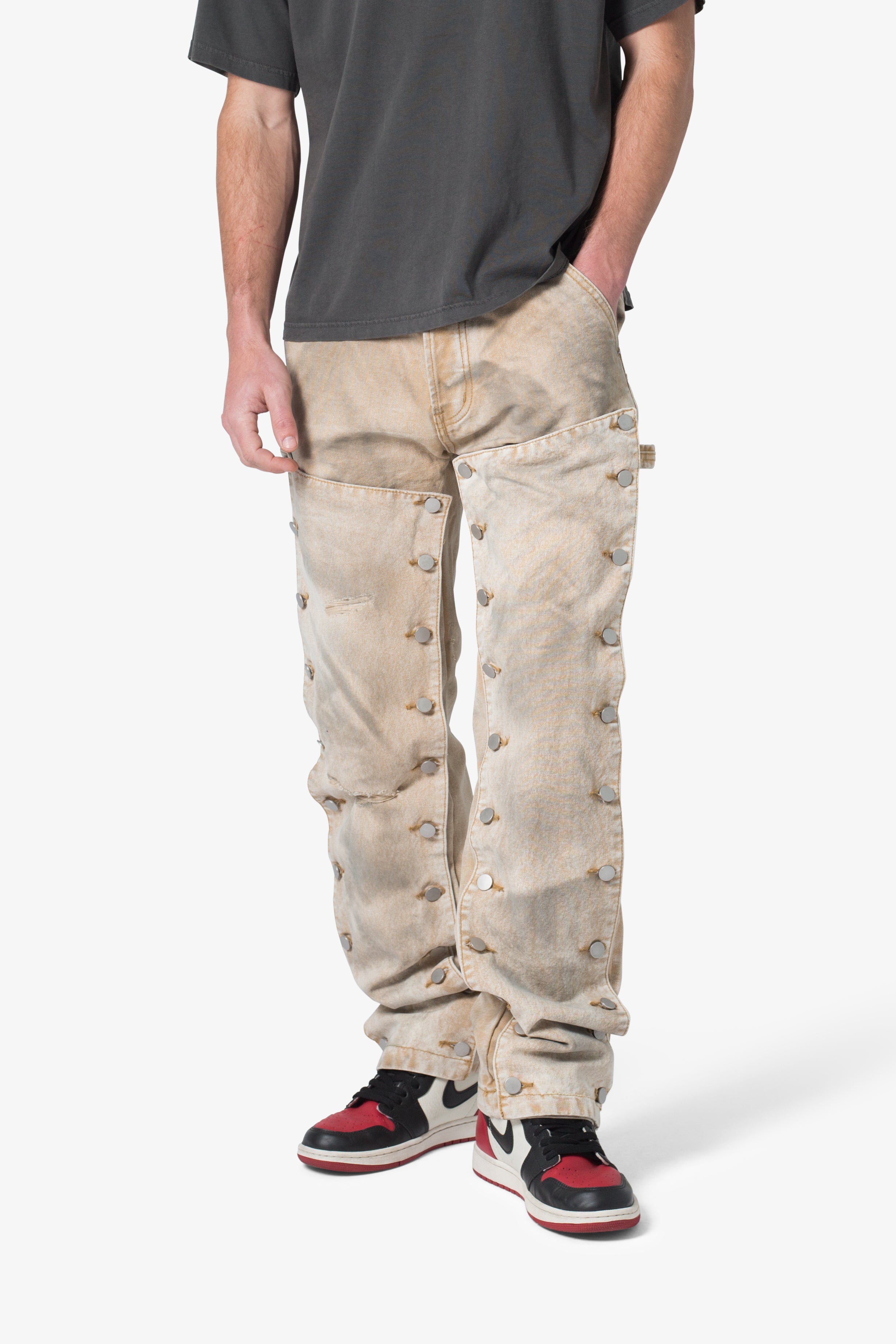 V624 Snap Off Baggy Pants - Brown