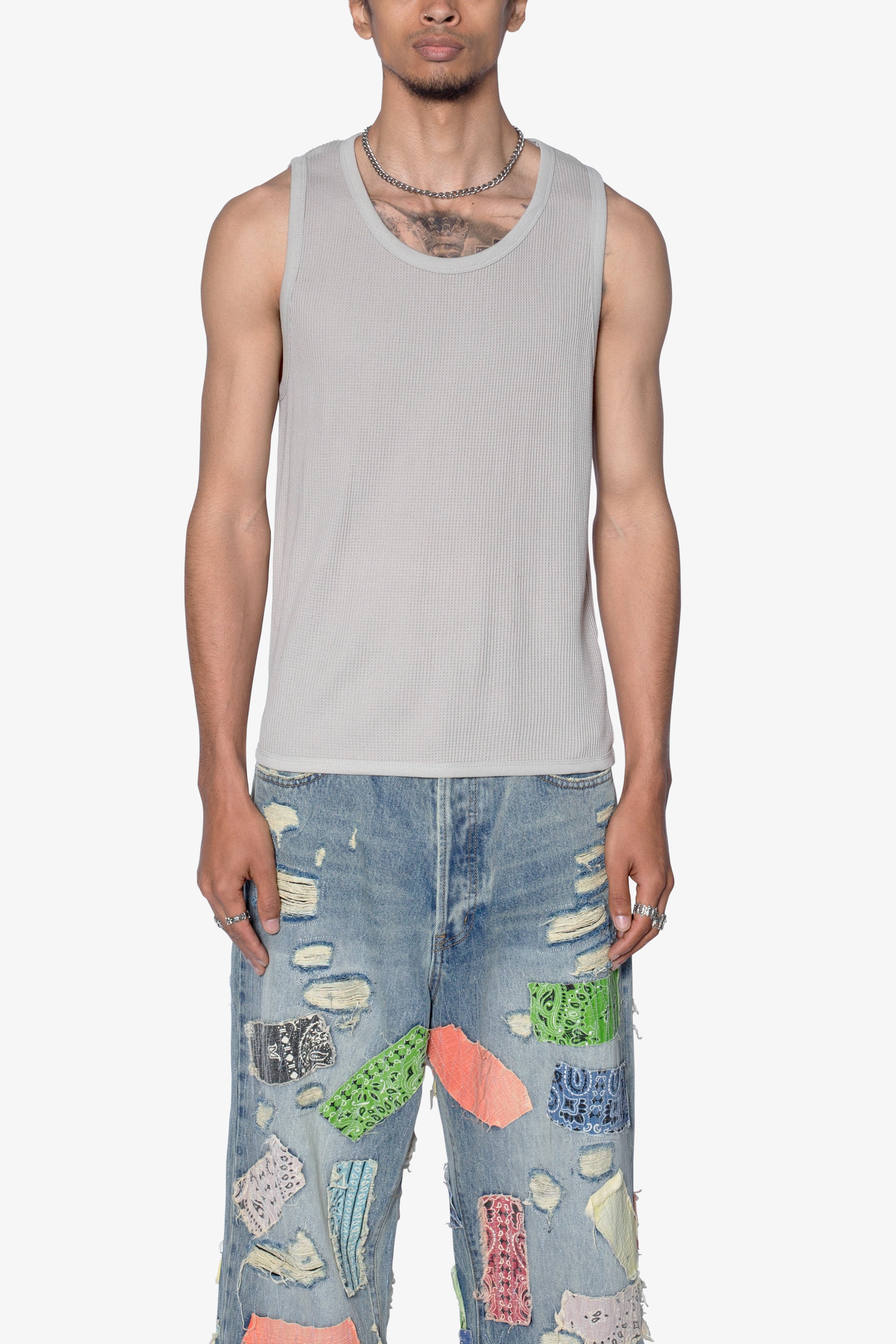 Waffle Knit Tank - Grey