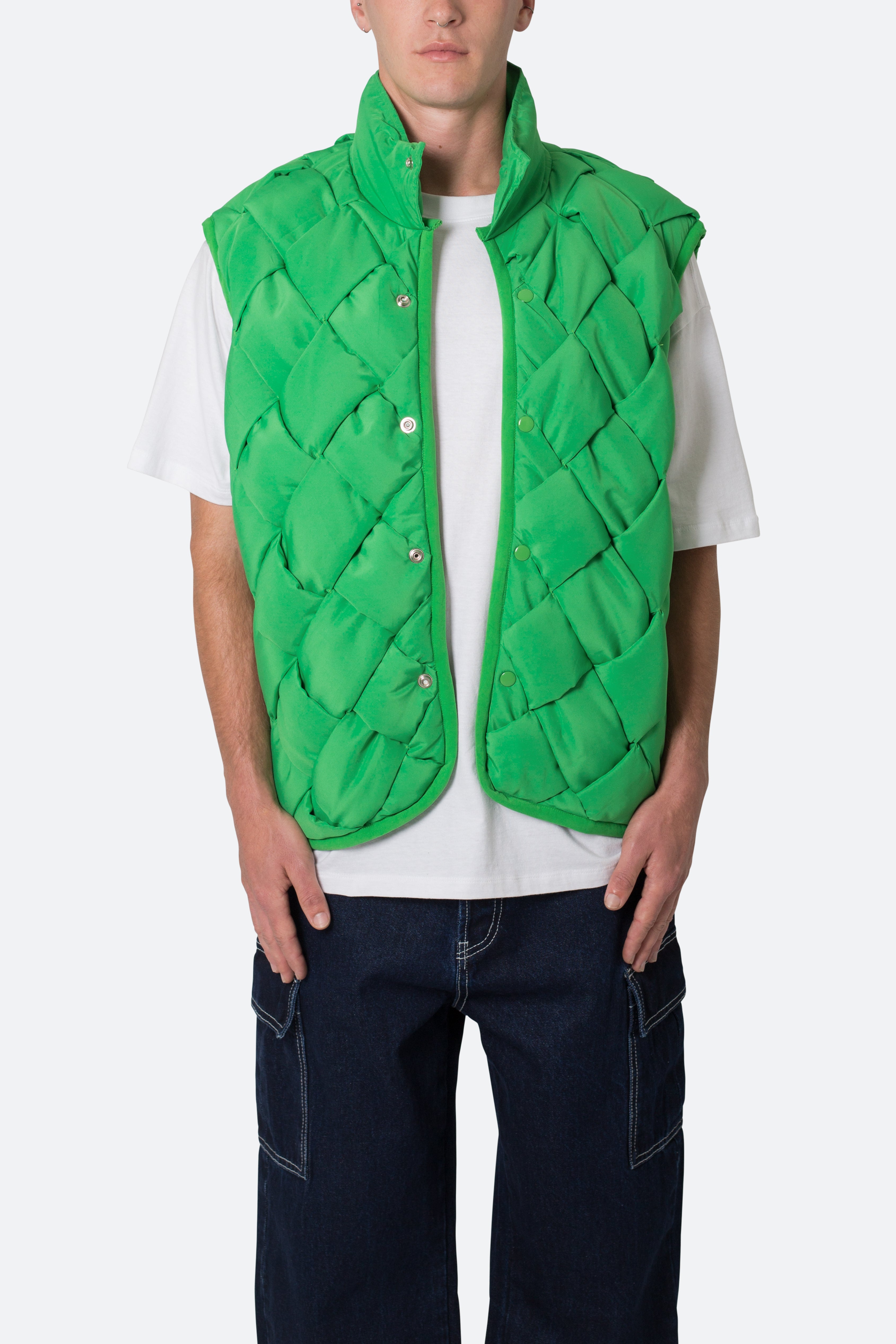 Woven Puffer Vest - Green