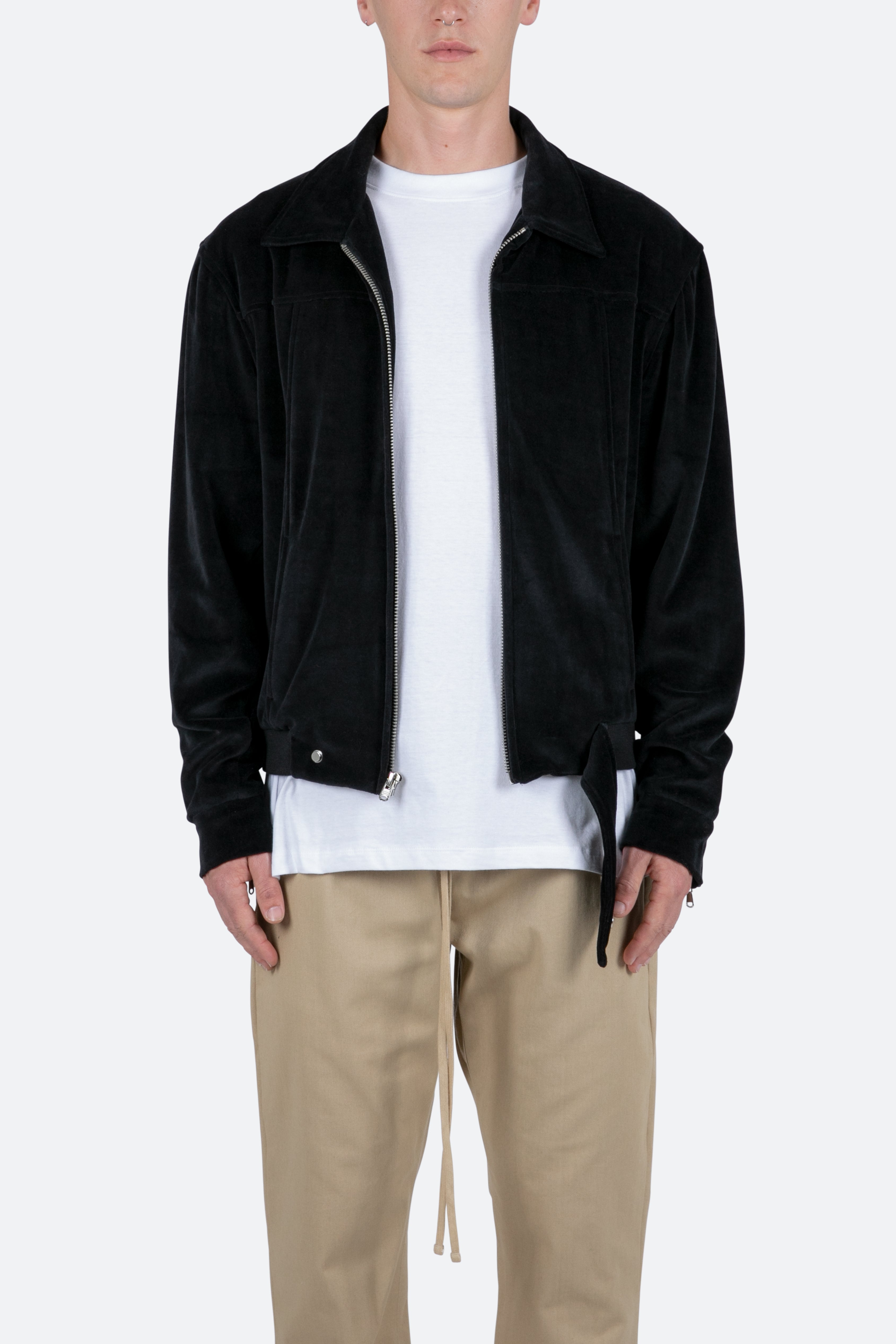 Velour Pilot Jacket - Black