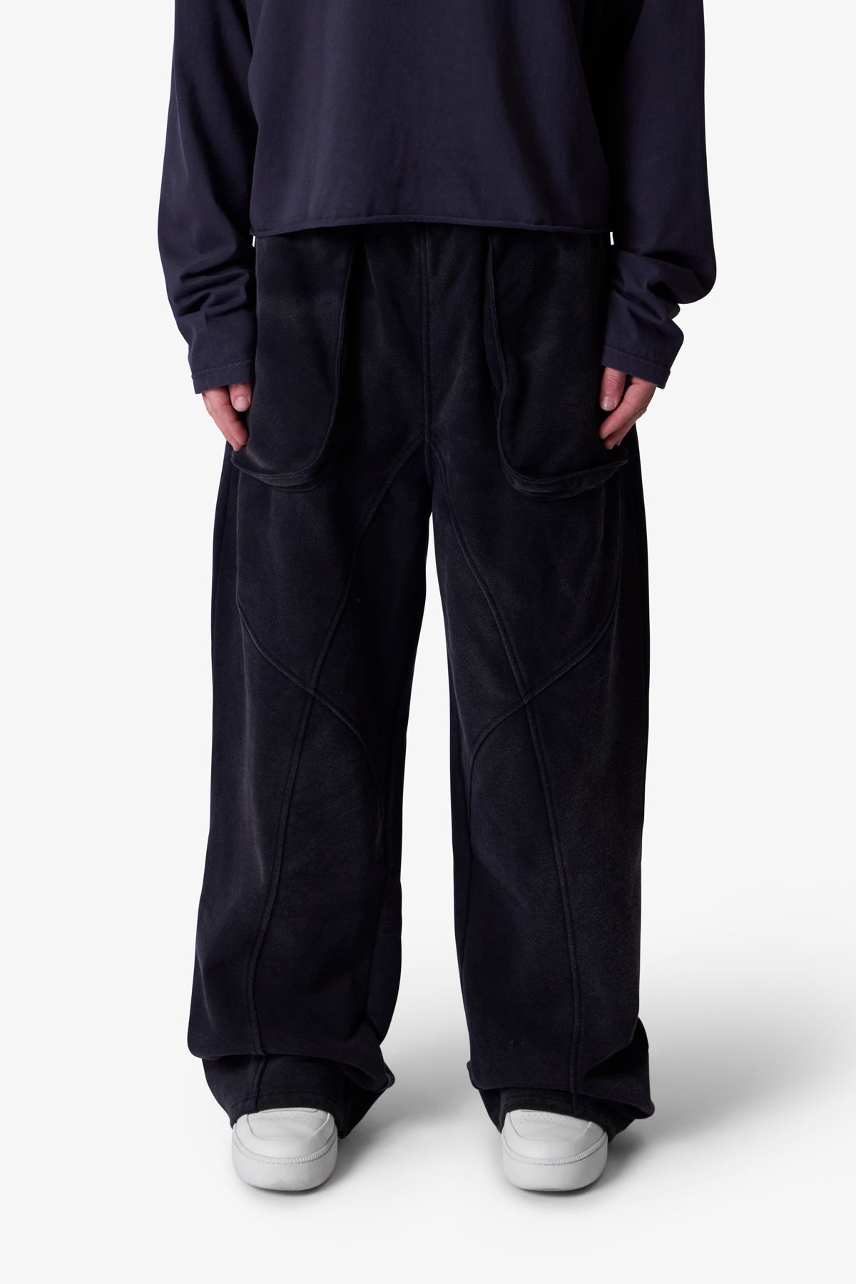 Cross Seamed Sweatpants - Washed Black