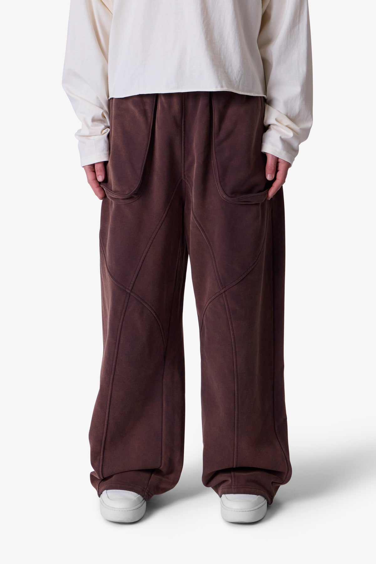 Cross Seamed Sweatpants - Washed Brown