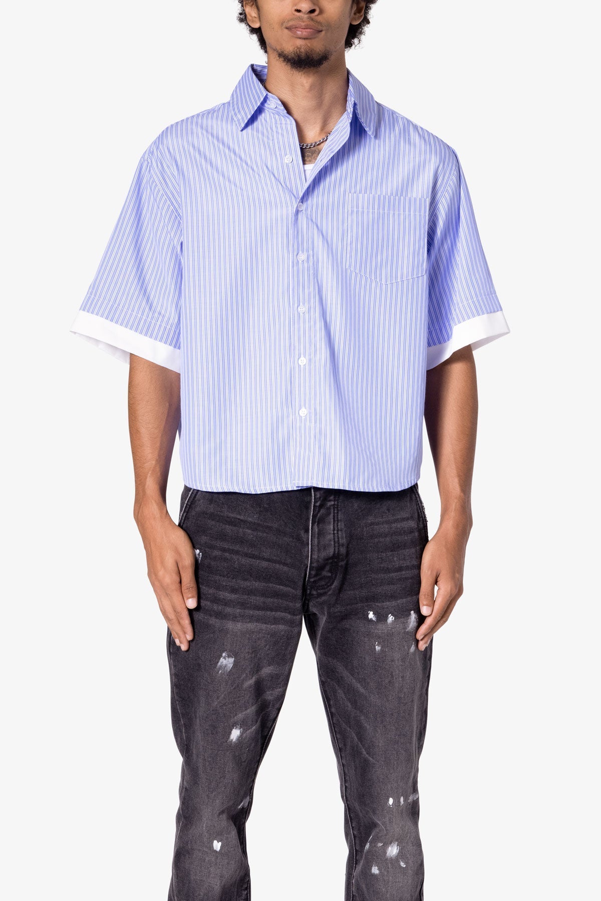 Dual Layered Striped Shirt - Blue