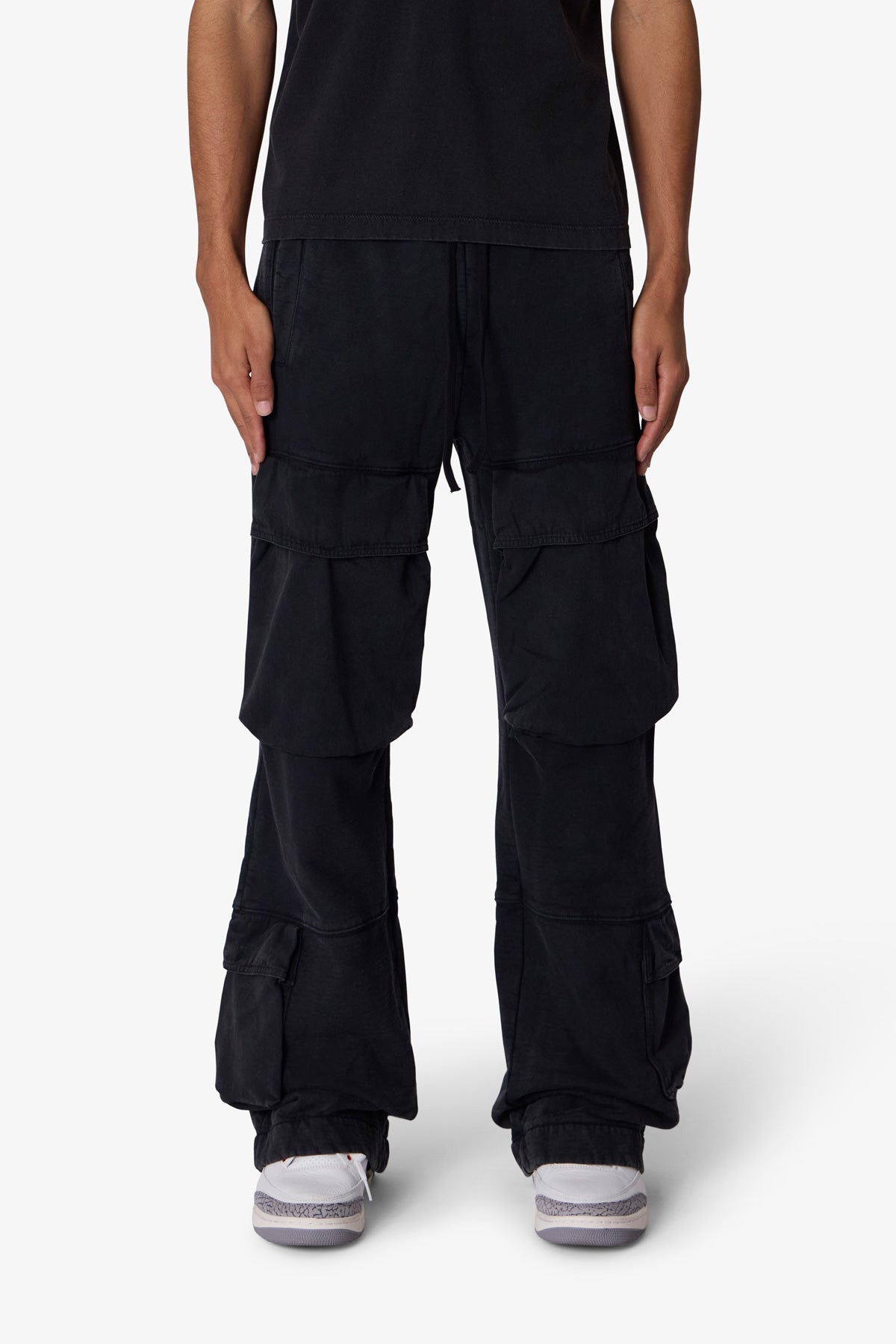 Front Cargo Sweatpants - Washed Black