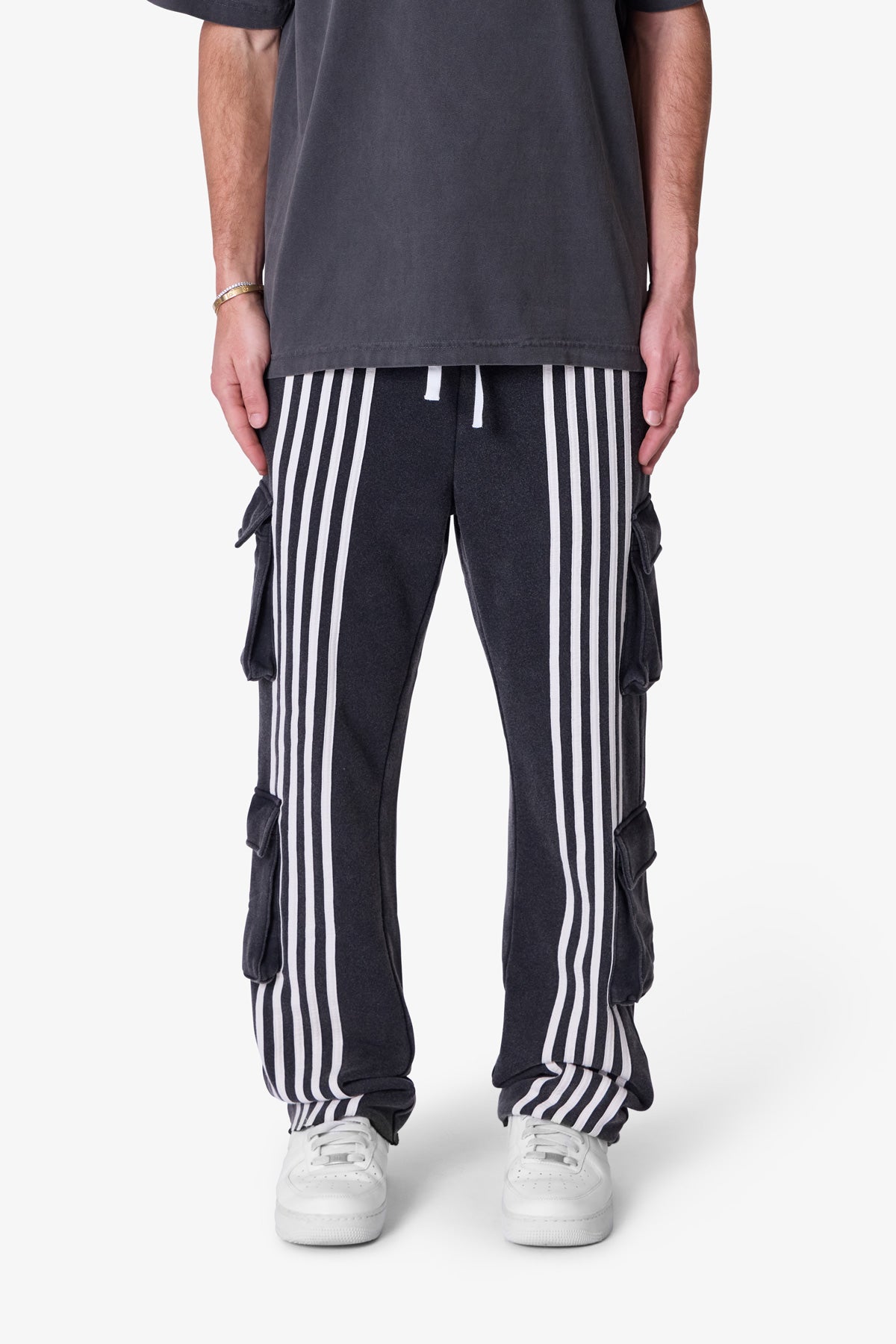 Front Stripe Sweatpants - Washed Black