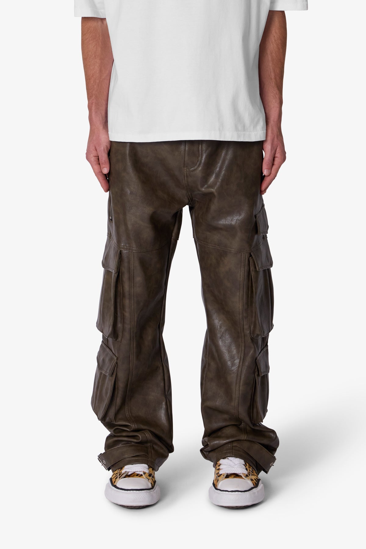 G33 Leather Cargo Pants - Brown