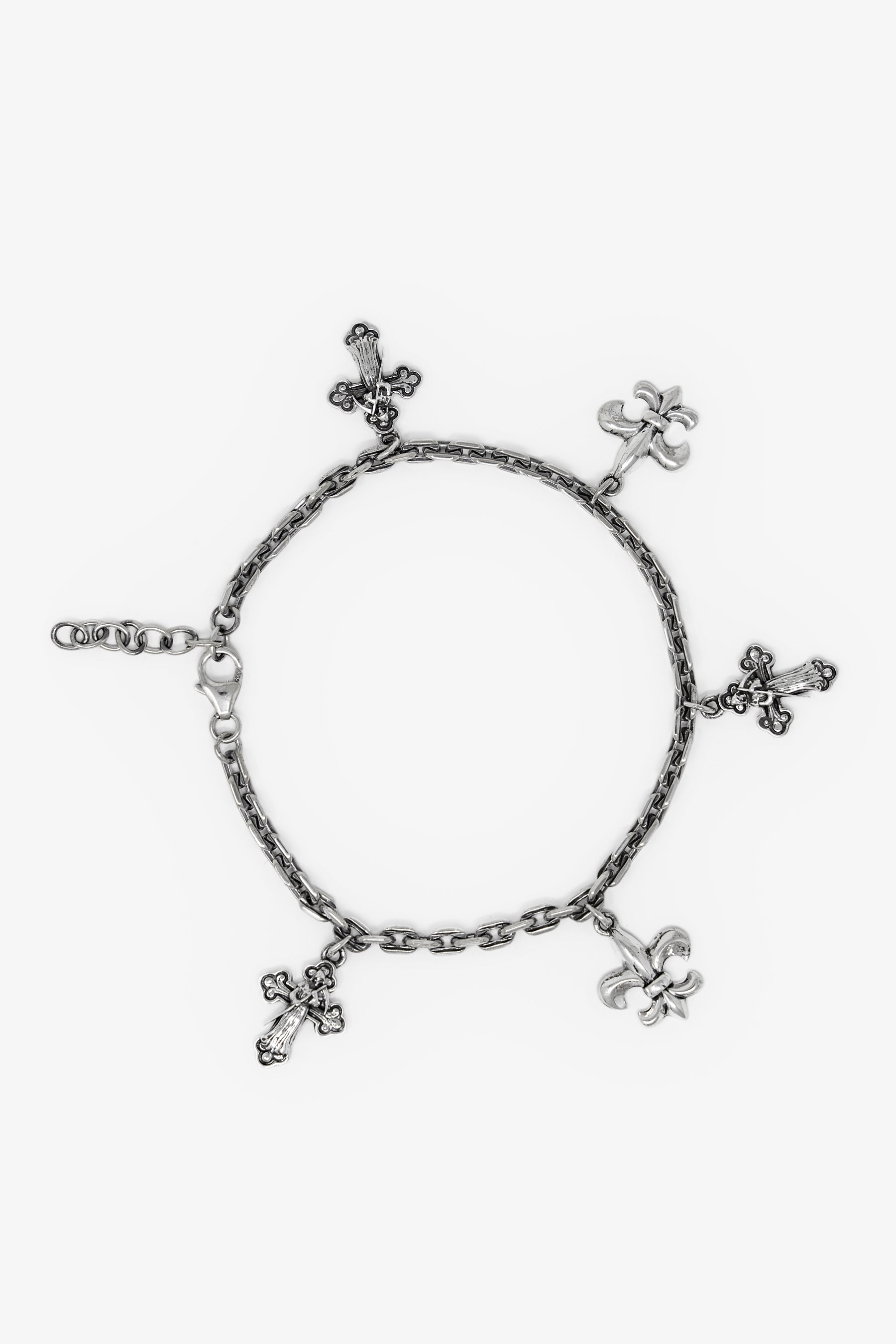 Gothic Sterling Silver Charm Bracelet - Silver