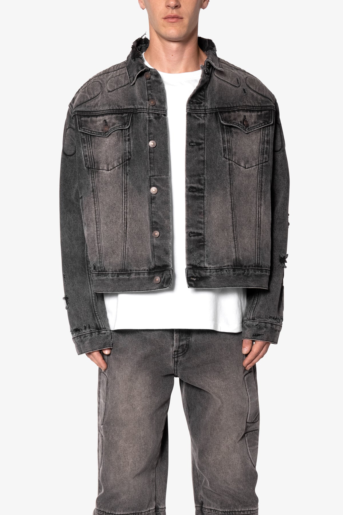 Moto Trucker Jacket - Black