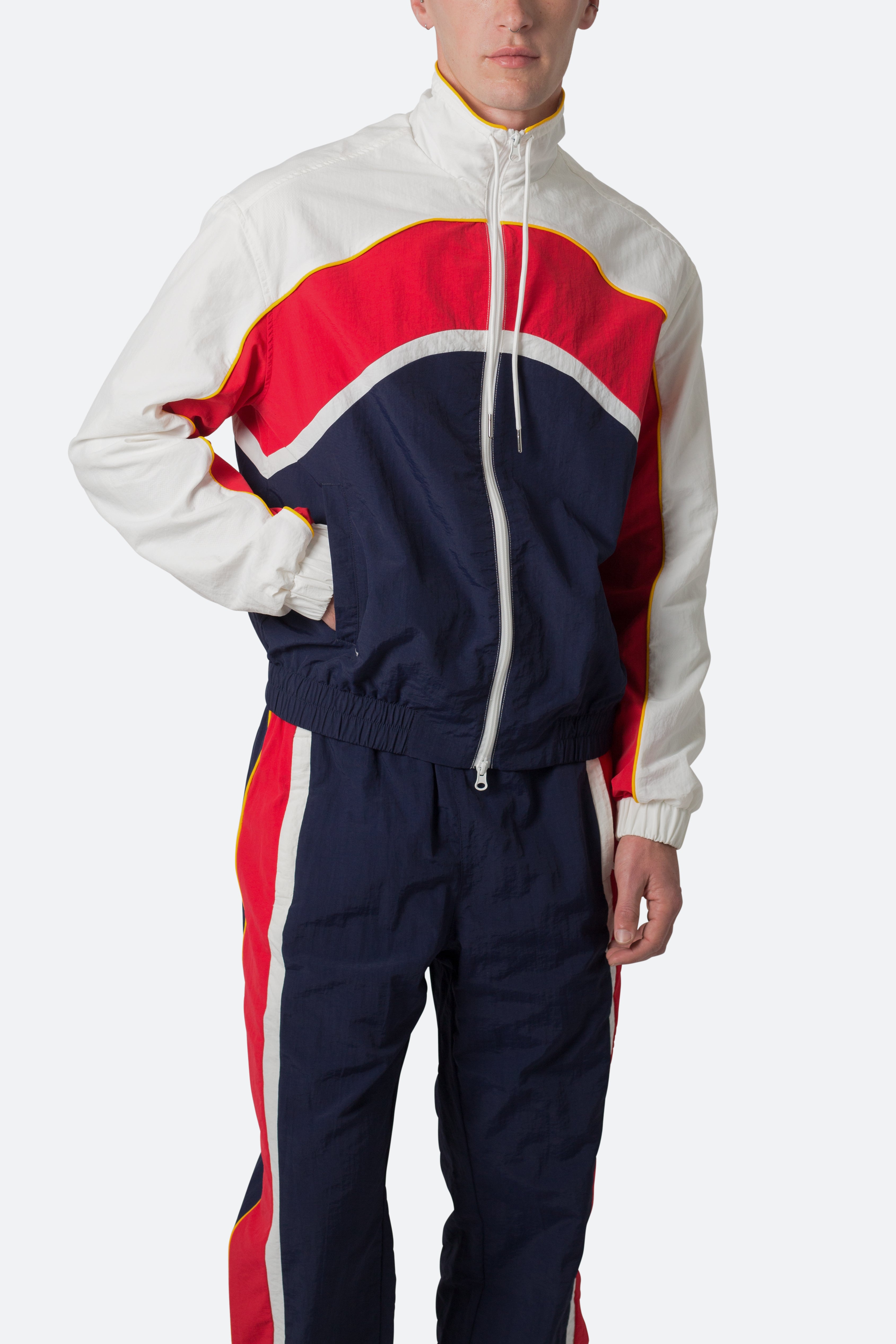 Nylon Collared Track Jacket - Red/White/Blue