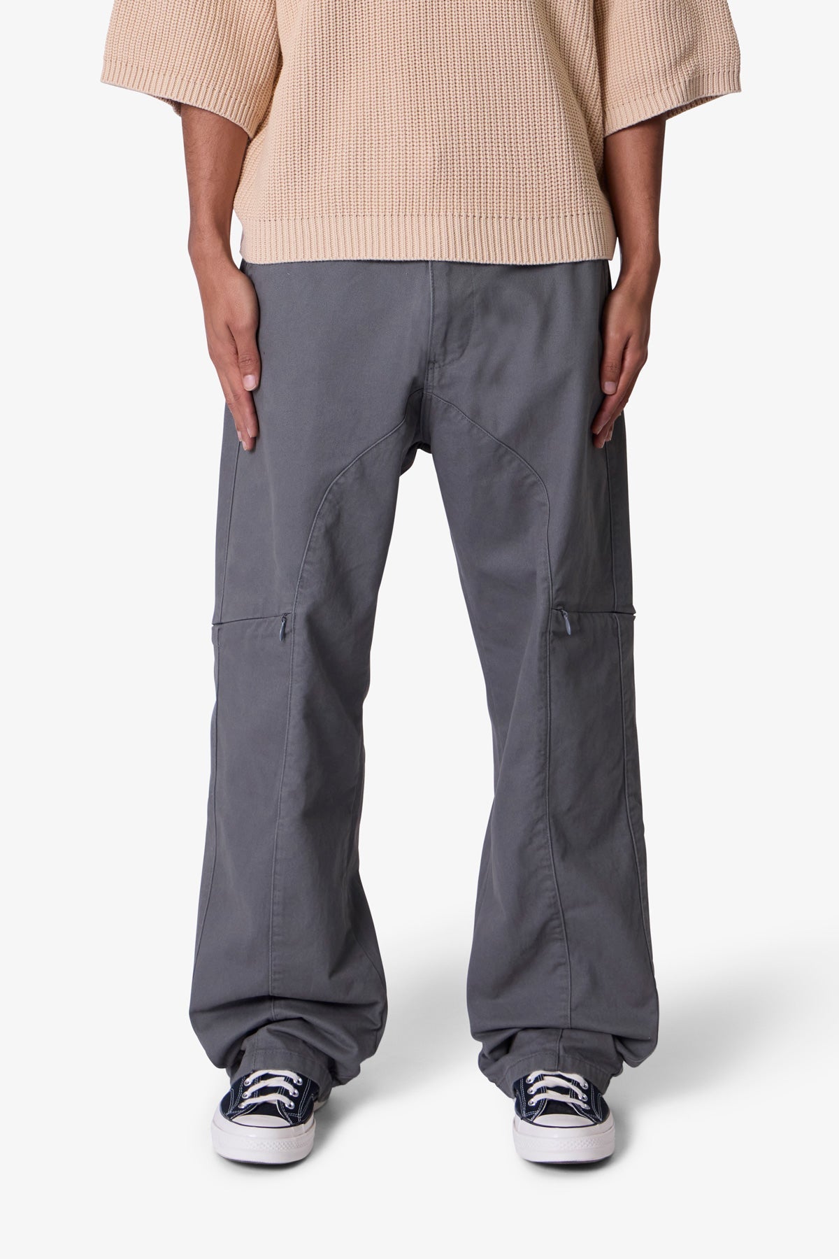 Secret Zipper Cargo Pants - Grey