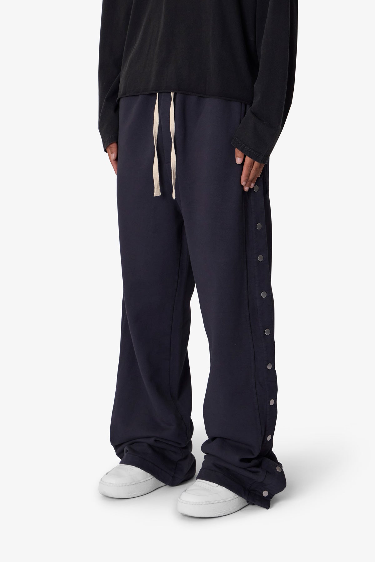 Side Snap Fleece Pants - Washed Black