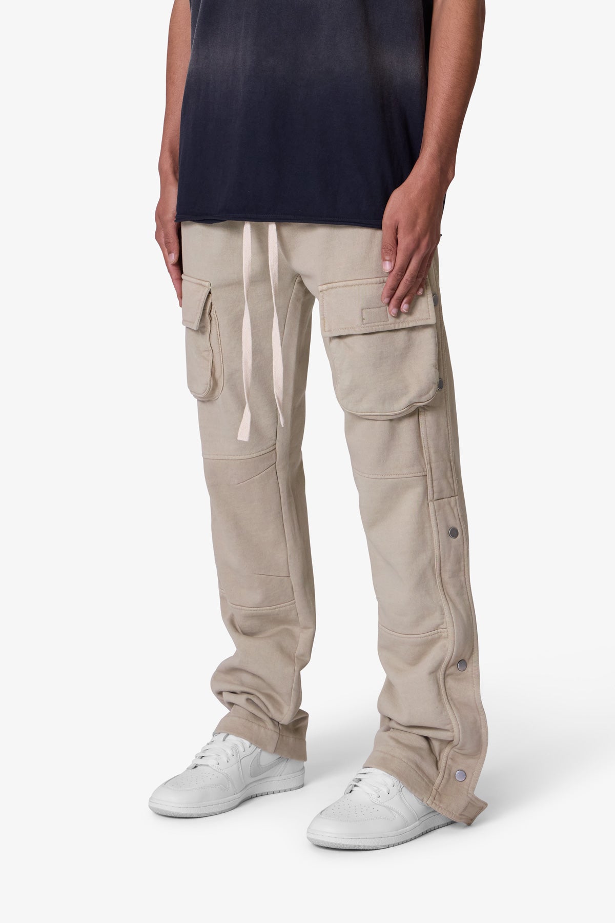 Snap Front Fleece Cargo Pants - Washed Earth