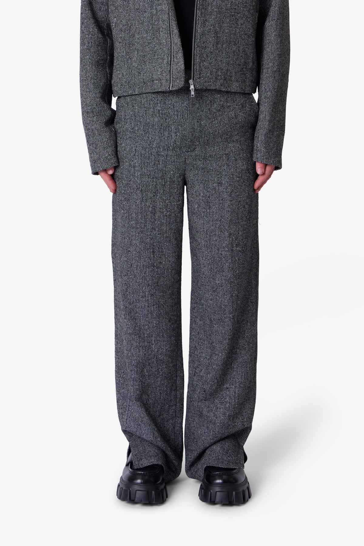 Tweed Trouser Pants - Black/Grey