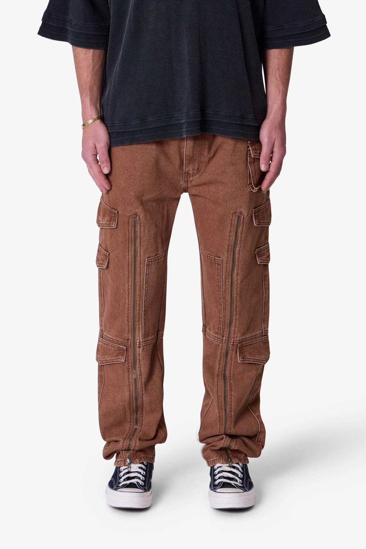 V725 Cargo Zipper Denim - Brown