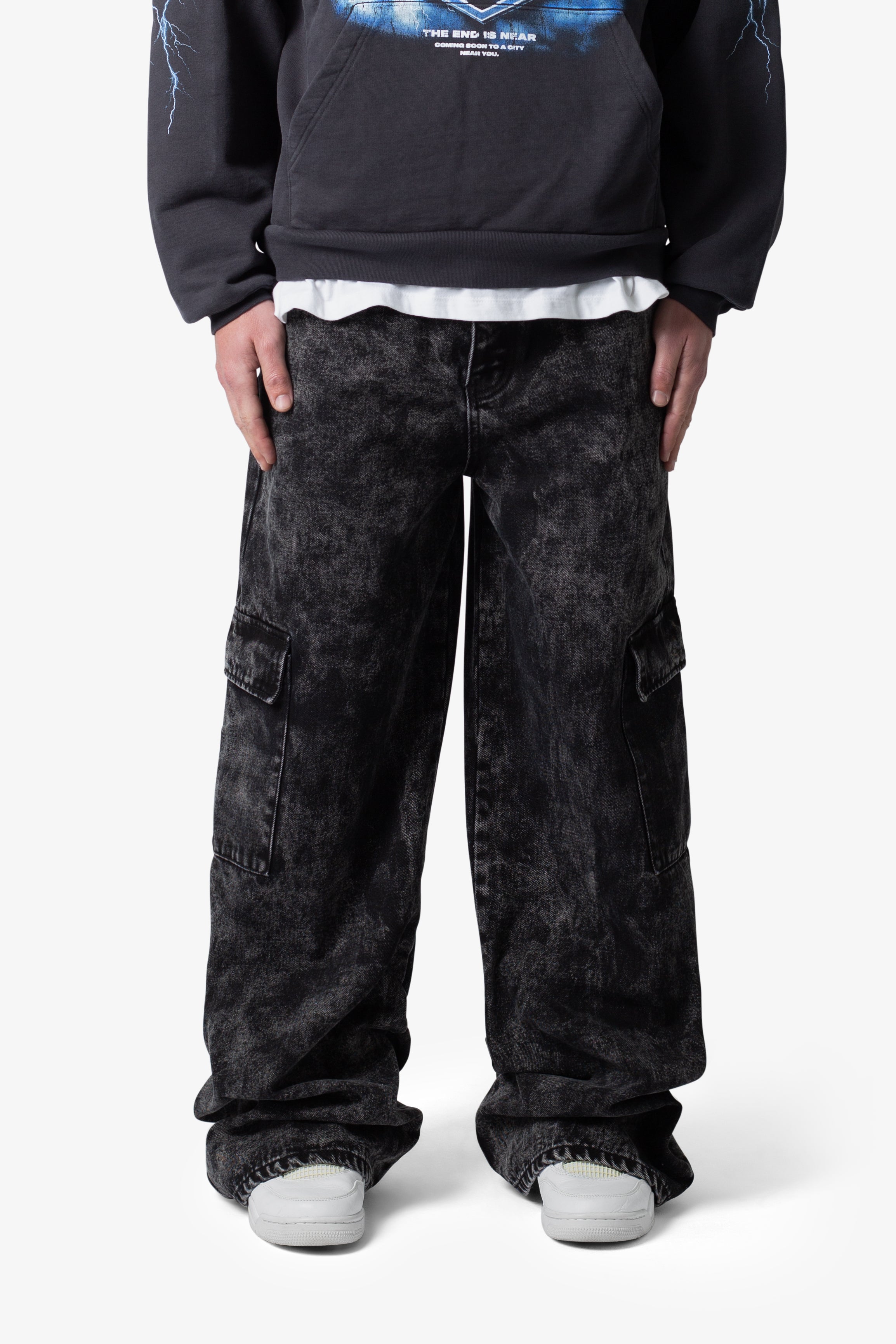 Void Baggy Cargo Denim - Washed Black